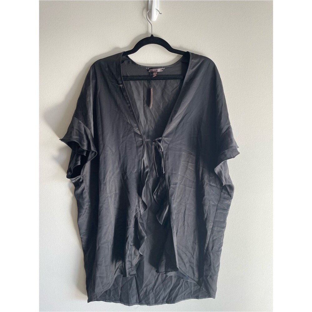 Victoria's Secret short kimono robe black dressing gown OS